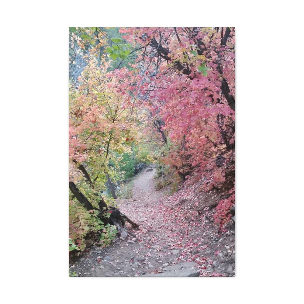 Autumn Leaves Hiking Trail Canvas, Nature Landscape Photography canvas wall art by Jess LeFevre